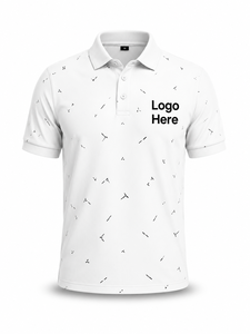 เสื้อเชิ้ตแขนสั้นสีขาวสำหรับผู้ชาย ปักโลโก้ด้านหน้า สไตล์ลำลอง ผ้าถักโพลีเอสเตอร์/คอตตอน ระบายอากาศได้ดี - Product Image 2