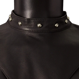 Combinaison en cuir PU noir pour femme, col en V profond, découpes sexy, lingerie une pièce avec décoration à rivets - Product Image 6