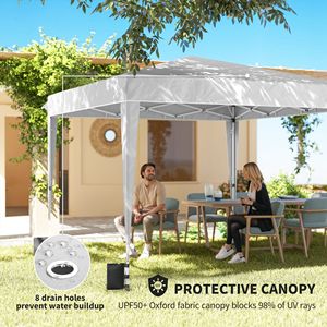 Carpa Plegable Blanca de 10 x 10 pies con Paredes Laterales UPF50+, Refugio Instantáneo Portátil para Exteriores, Incluye Bolsa de Transporte - Product Image 6