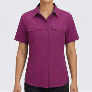 Camisas de pesca de diseño único en colores sólidos para mujer, con cuello vuelto, de fabricantes de ropa, con tela ultrasuave al tacto. - Product Image 6