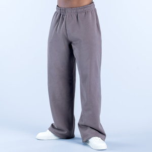 Pantalon de jogging pour homme surdimensionné à jambe droite, en molleton de coton épais, avec logo personnalisé OEM, idéal pour la gym et le streetwear, vente en gros - Product Image 1