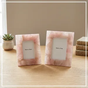 Inlay Polished Handmade Stone Photo <b>Frame</b> Square Tabletop Decor Marble Agate quartz Modern Home Display - Product Image 1