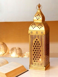 Antique Gold <b>Lantern</b> <b>Set</b> Decorative Metal Candle Holders Traditional Palace Inspired Grandeur - Product Image 2