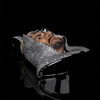 Collar con Colgante de Rostro de Rey Árabe con Incrustaciones de Diamantes, Cadena de Plata 925, Joyería Hiphop para Hombre, Regalo Religioso Islámico