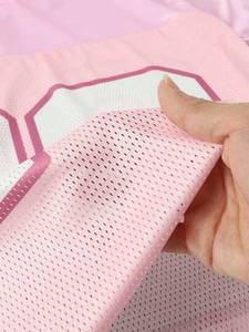 2026 Trendy Streetwear Pink Rhinestone American Football Jersey Women Mesh V Neck Breathable Polyester <b>Crystal</b> Number Sports Top - Product Image 6