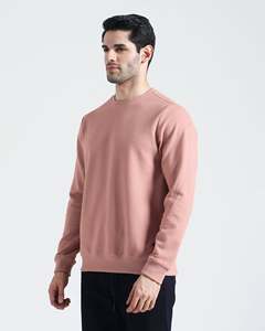 Suéter de Cuello Redondo para Hombre, Color Sólido, Tejido de Punto, Corte Regular, Informal, para Otoño, Rosa, Manga Larga, 100% Algodón, Transpirable - Product Image 2