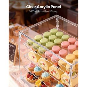 Vetrina Espositiva Commerciale a 4 Livelli per Pasticceria, in Acrilico Trasparente e MDF, da Banco, per Dolci e Pane, Ideale per Centri Commerciali e Feste - Product Image 3