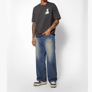 Jeans de Mezclilla para Hombre, 100% Algodón, Estilo Urbano, Desgastados, Anchos y Holgados, Jeans de Pierna Ancha para Hombre - Product Image 2