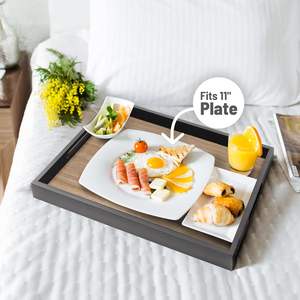 Bandeja de Madera para Servir con Asas, Bandeja Decorativa Rectangular de Madera para el Hogar, para Desayuno, Cena, Bebidas, Cocina - Product Image 2