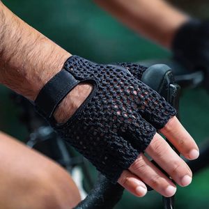 High Quality <b>Black</b> <b>Mesh</b> Half Finger Fitness <b>Gloves</b> Breathable Non Slip Lifting Training Gym Cycling Weight Lifting Bodybuilding - Product Image 5