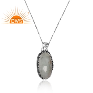 Vente chaude Argent Sterling Oxydé Naturel Fluorite Pierres Précieuses Pendentif Collier Fabricant de Bijoux Personnalisé - Product Image 4