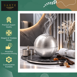 ของตกแต่งบ้านหรูหราทันสมัยคุณภาพพรีเมียม โคมไฟน้ำหอมทำมือจากหินอ่อนสีขาวและทองเหลือง ที่วางธูปแบบอินเดีย - Product Image 3