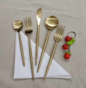 Brass Spoon Set Of 5 Pieces <b>Fork</b> & Spoon <b>Dessert</b> Sets manufacture Exclusive designer Spoon Sets Best Price - Product Image 1