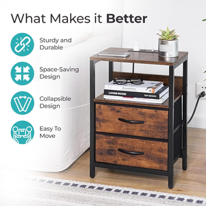 Wholesale Price Wooden Cabinet <b>with</b> Metal Frame <b>Side</b> <b>Tables</b> 2 Tier Storage Cabinet for Living Room, <b>Drawing</b> Room, Office - Product Image 3