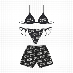 Premium 180 GSM Polyester Spandex Black <b>Bikini</b> <b>Set</b> <b>Triangle</b> Top Tie Side Custom Print Women <b>Bikini</b> <b>Set</b> - Product Image 1
