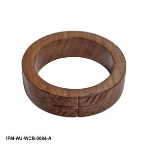 Handmade Hand Carved Dark <b>Wood</b> <b>Bangle</b> Bracelet Curved African Style Ethnic Bohemian Wristband Jewelry - Product Image 2