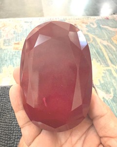 Rubis rouge chauffé ovale taille émeraude facetté 5000 carats, pierre précieuse naturelle non montée, rouge profond, poli, grande taille - Product Image 5