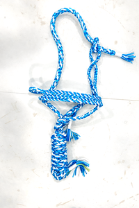 Blue White Braided Rope Horse Halter Nylon Material Equestrian Tack Training <b>Set</b> - Product Image 2