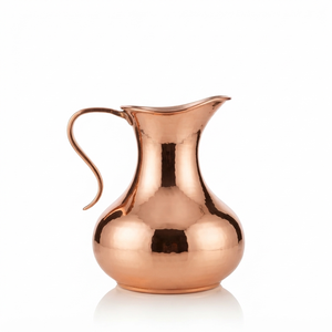 Carafe à eau artisanale en cuivre pur, élégante carafe en cuivre poli, vaisselle ayurvédique pour la santé, décoration de table à manger à la maison - Product Image 1