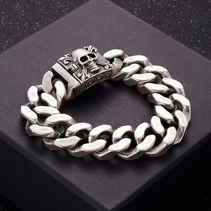 Custom <b>Skull</b> Clasp Cuban Link Diamond Gold Plated Luxury Bracelet Unisex Fashion Accessory - Product Image 4