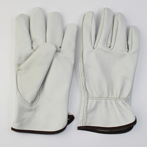 Guantes de Seguridad de Cuero Vacuno Blancos, Lisos, de Grano Completo, Antideslizantes, para Uso General, con Puño Recto, Duraderos - Product Image 5