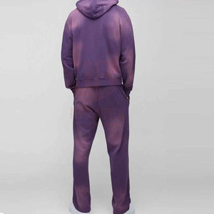 Chándal de hombre casual de invierno con bordado, lavado ácido, bolsillos laterales, transpirable, 100% algodón, forro polar, corte acampanado apilado - Product Image 2