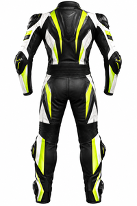 Combinaison de course moto pour homme à manches longues en polyester/coton, noire, blanche, vert fluo, colorée, respirante, toutes saisons, protectrice - Product Image 3