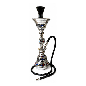Chicha Mini Boury de Luxe Farida en Acier Inoxydable Laqué Noir, Qualité Supérieure, Meilleure Vente, avec Perle de Madreperle Égyptienne Carrée - Product Image 1
