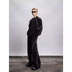 Conjunto de Sudadera con Capucha y Pantalones Acampanados de Algodón 100% con Estampado Personalizado, Lavado Ácido, Estilo Vintage, Ecológico y Transpirable, de Última Moda - Product Image 4