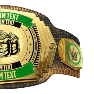 Custom Money Championship Belt with Personalized Text & Design Gold and Green Premium Belt for Winners Events and Collectors - Product Image 3