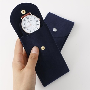 Puppysew túi đồng hồ với logo, chất lượng cao nhung da lộn Flap với nút đồng hồ lưu trữ túi đồ trang sức đóng gói túi với logo - Product Image 2