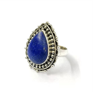 Vintage Statement Teardrop Lapis Lazuli <b>925</b> <b>Silver</b> <b>Ring</b> (7.8 Grams) by JAIPUR <b>SILVER</b>-Jewelry for Any Occasion Gift - Product Image 2
