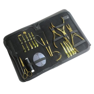 Kit d'outils pour extensions de cheveux couleur or de haute qualité et kit d'outils pour extensions de cheveux à micro-anneaux, conception personnalisée, logo personnalisé - Product Image 2