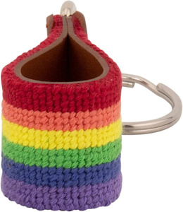 Wholesale Custom Rainbow Needlepoint Leather Aluminum Keychain Handmade Woven Fabric <b>Loop</b> <b>Key</b> <b>Ring</b> Sports Luxury Pride Gift - Product Image 3