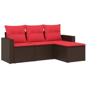 Ensemble de canapés de patio en polyrotin marron 4 pièces avec coussins, meubles d'extérieur élégants - Product Image 2