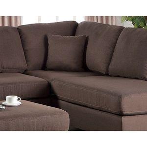 Divano Chaise Longue Reversibile Color Cioccolato con Pouf, 3 Pezzi, Cuscini in Tessuto Poliestere per Arredamento Soggiorno - Product Image 6