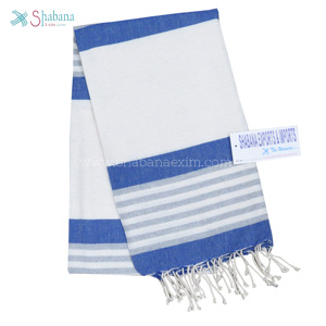 Handwoven Turkish Fouta Hammam <b>Towel</b> With Striped Pattern And Fringed Tassel Edges For Spa And <b>Beach</b> Use - Product Image 6