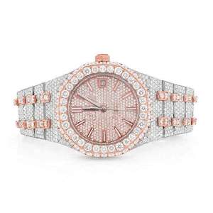 Reloj de Lujo para Hombre con Diamantes Moissanite VVS de la Mejor Calidad, Cristal de Cuarzo, Chapado en Oro Blanco y Oro Rosa, Acero Inoxidable, Estilo Romano, Hip Hop, Deportivo - Product Image 1