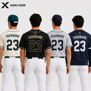 Maillots de baseball personnalisés X Sports City à col en V, 100 % polyester, deux boutons, vente chaude, fabricant direct, respirant - Product Image 2