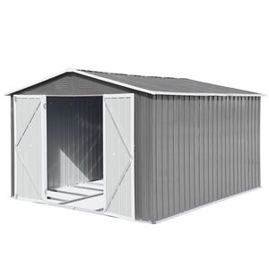 10X8 FT capannone di stoccaggio esterno in metallo grigio resistente alle intemperie porte chiuse a chiave per attrezzi da giardino Patio di stoccaggio del prato - Product Image 5