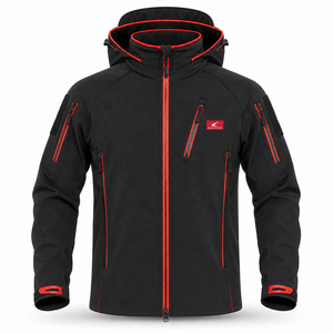 Custom Wholesale Men's Hooded Waterproof 10,000mm Breathable Rip-Stop Softshell Ski Jacket Zipper Front Logo Adult Outdoor Wear - Product Image 2