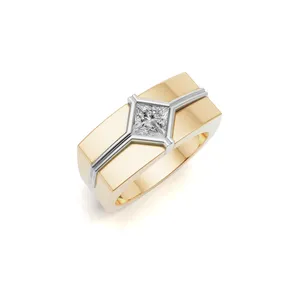 Anillo de Diamantes Urban Crest para Hombre, Corte Princesa, Diamante Cultivado en Laboratorio, Oro Amarillo de 18K, 1 Diamante, Anillo de 1 Pieza para Exportación - Product Image 4