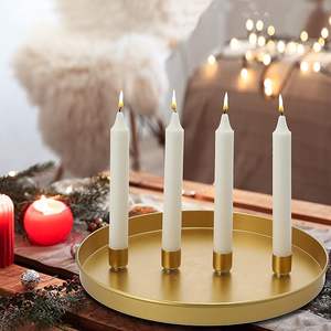 Plateau rond en métal doré pour bougie, diamètre 30 cm, hauteur 2,7 cm, poids 0,49 kg, support à base magnétique - Product Image 4