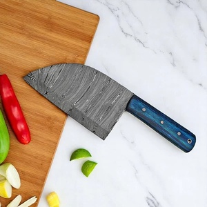 Couteau de boucher artisanal en acier Damas avec manche en Micarta bleu et étui en cuir, couteau à découper utilitaire par A&M Enterprises - Product Image 3