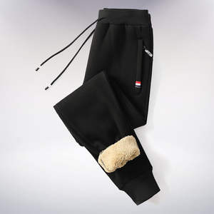 <b>Winter</b> Men's Cotton <b>Tight</b> Fleece-Lined <b>Thick</b> Lambskin Knitted Track Sweatpants Casual Factory Direct Supply - Product Image 3