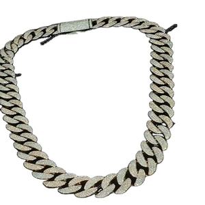 Alta calidad hecha a mano 20MM chapada en oro plata esterlina Moissanite Hip Hop cadena de eslabones cubanos Unisex GRA collares certificados - Product Image 1