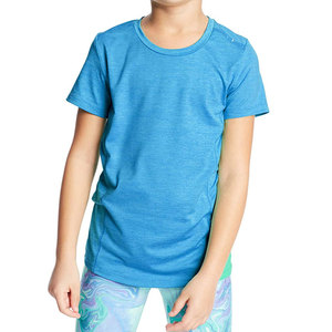 T-shirt à col rond et manches courtes pour femme, bleu chiné uni, t-shirts vierges pour sublimation, 100% polyester, avec logo - Product Image 6