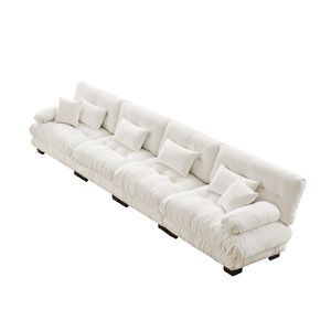Divano Modulare a 4 Posti in Ciniglia, Comodo Divano con Seduta Profonda per Soggiorno, Appartamento o Studio - Product Image 4
