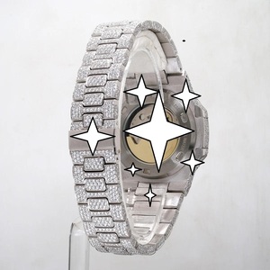Montres RUDRA JEWELS : Montre de luxe en acier inoxydable avec mouvement mécanique Moissanite, sportive, élégante, vintage, creuse, carrée, en cristal - Product Image 4