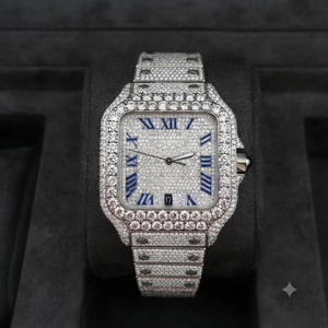 Reloj de Lujo con Diamantes para Hombre, Caja Cuadrada, Números Romanos Analógicos, Cuarzo, Correa de Acero Inoxidable, Cierre Desplegable, 41 mm - Product Image 2